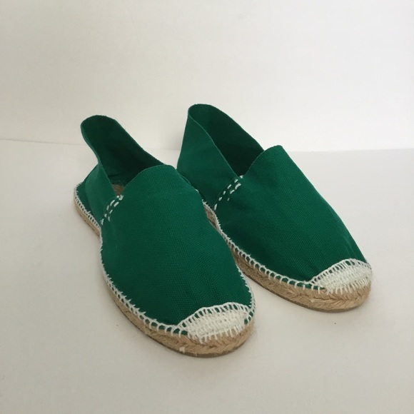 Espadrilles Flats Green Jute Trim Size 42 - Picture 3 of 6